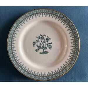 Theodore Haviland Cambridge Dinner Plate Green Floral Gold Trim USA 10.25”